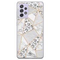 Samsung Galaxy A72 siliconen telefoonhoesje - Stone & leopard print