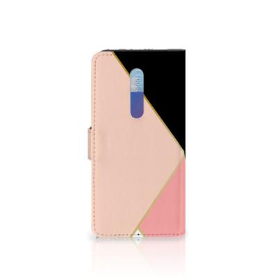 Xiaomi Redmi K20 Pro Book Case Zwart Roze Vormen
