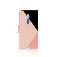 Xiaomi Redmi K20 Pro Book Case Zwart Roze Vormen