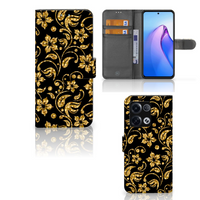 OPPO Reno8 Pro Hoesje Gouden Bloemen - thumbnail