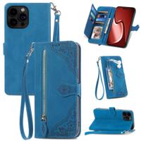 Samsung Galaxy S23 hoesje - Bookcase - Koord - Pasjeshouder - Portemonnee - Bloemenpatroon - Kunstleer - Blauw