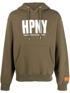 Heron Preston logo-print organic cotton hoodie - Vert