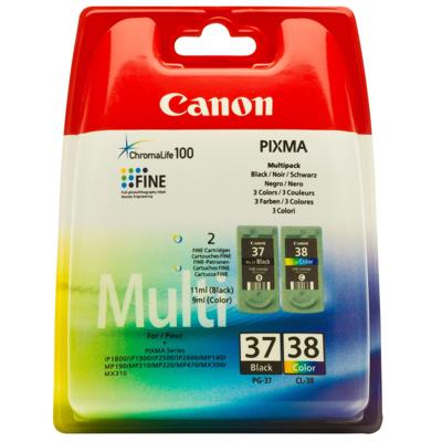 Canon PG-37/CL-38 Origineel Zwart, Cyaan, Magenta, Geel 2 stuk(s)