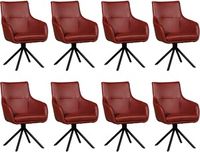 Set van 8 Rode leren industriële draaibare eetkamerstoelen Fancy - Granada leer Rouge (rood leer) - thumbnail