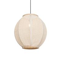 QAZQA - Oosters Oosterse hanglamp naturel 46 cm - Rob | Woonkamer | Slaapkamer | Keuken - Stof Ovaal - E27 Geschikt voor LED - Max. 1 x 60 Watt