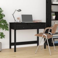 Bureau met lades 100x50x78 cm massief grenenhout zwart