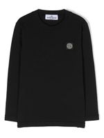 Stone Island Junior t-shirt en coton à patch logo - Noir