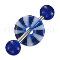 Tongpiercing acryl donut blauw strandbal