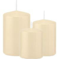 Stompkaarsen set van 6x stuks creme wit 8-10-12 cm - thumbnail