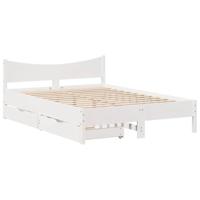 vidaXL Bedframe met lades massief grenenhout wit 140x200 cm, bed, bed ombouw, twijfelaar bed, bedbodem, slaapkamermeubel, 2 persoonsbed