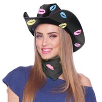 Zwarte sjaaltje/bandana met lippen/kusjes voor dames