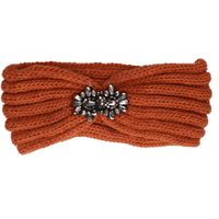 Gebreide winter hoofdband donker oranje voor dames - thumbnail