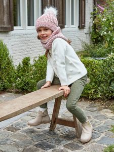 Slim fit MorphologiK voor meisjes in fluweel met iriserende stippen kaki met print