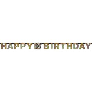 Letterbanner 18 Jaar Glitter Goud