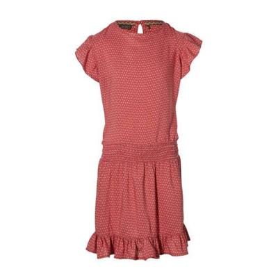 LEVV Girls jurk Manuela met stippen en ruches roze/wit LEVV Girls jurk Manuela met stippen en ruches roze/wit