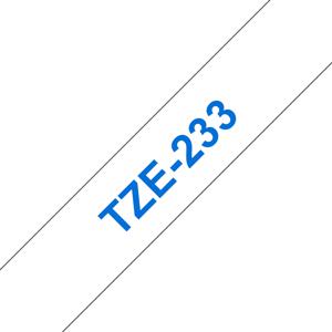 Brother TZe-233 Labeltape Tapekleur: Wit Tekstkleur: Blauw 12 mm 8 m