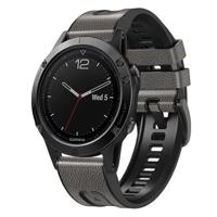 By Qubix - leer + siliconen bandje - Grijs - Compatible met Garmin Fenix 8-51mm - Compatible Garmin bandje