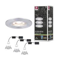 Paulmann 94305 Nova Mini LED Inbouwlamp Coin Set van 3 ronde stijve 3x4W Plafondinbouwspot Aluminium Gedraaid Inbouwlamp Aluminium Warm Wit 2700K, 12W
