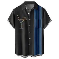 Voor heren Overhemd Overhemd met knopen Bowling-shirts Vintage bowlingshirt Geschilderd Strijkijzer Zwart Rood blauw Grote maten Buiten Casual Korte mouw Kleding Moderne stijl Retro vintage 50S Lightinthebox - thumbnail