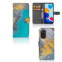 Xiaomi Redmi Note 11/11S Bookcase Marble Blue Gold - thumbnail