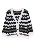 Missoni Kids cardigan à motif zig zag en intarsia - Noir