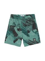 Stone Island Junior short de bain à motif Compass signature - Vert