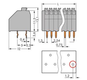 WAGO 250-1404 Veerkrachtklemblok 0.50 mm² Aantal polen 4 Grijs 1 stuk(s)