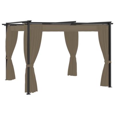 vidaXL Prieel met gordijnen 3x3 m staal taupe