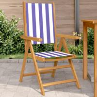 Tuinstoelen 2 st massief acaciahout en stof blauw en wit - thumbnail