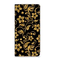 Google Pixel 7A Smart Cover Gouden Bloemen