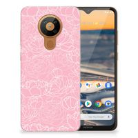 Nokia 5.3 TPU Case White Flowers - thumbnail