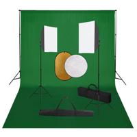 VidaXL Fotostudioset met softboxlampen, achtergrond en reflector - thumbnail