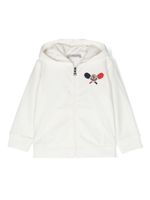 Moncler Enfant hoodie zippé à patch logo - Blanc - thumbnail