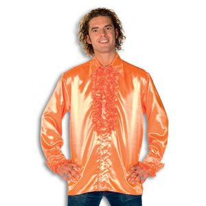 Luxe heren rouche overhemd oranje 56 (2XL)  -