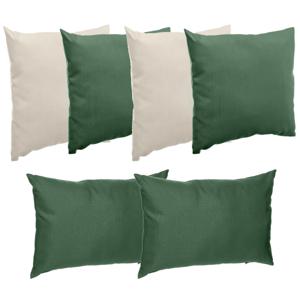 Bank/sier/tuin kussens voor binnen/buiten set 6x stuks beige/groen 40 x 40 cm en 30 x 50 cm