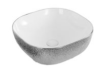 Best-Design Royal-Zilver opbouw-waskom Wit / Zilver 42.5x42.5cm H=14.5cm - thumbnail