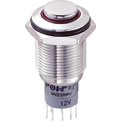 TRU Components 701873 LAS2GQH-22ZE/R/12V/S/P Vandalismusgeschützter Druckschalter 250 V/AC 3A 2 x E