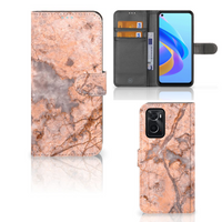 OPPO A76 | A96 Bookcase Marmer Oranje - thumbnail