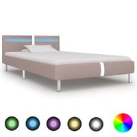 Bedframe met LED kunstleer cappuccino 90x200 cm