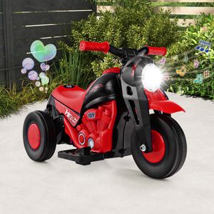 6V Elektrische Kindermotorfiets met Bellenmaker Elektrische Kinderscooter met Muziekknop LED-Koplamp voor Kinderen Vanaf 3 Jaar Rood