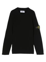 Stone Island Junior pull en laine vierge à patch Compass - Noir - thumbnail