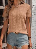 Casual Crew Neck Plain Loose Shirt - thumbnail