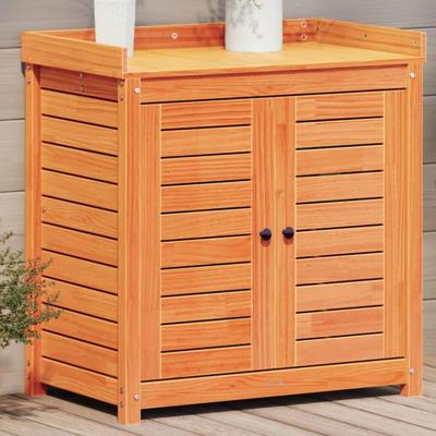 Oppottafel met schappen 82,5x50x86,5 cm grenenhout bruin Oppottafel met schappen 82,5x50x86,5 cm grenenhout bruin