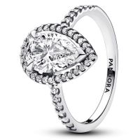 Pandora 193012C01 Ring Sparkling Pear Halo zilver-zirconia wit