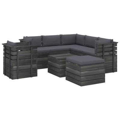 vidaXL 8-delige Loungeset met kussens pallet massief grenenhout