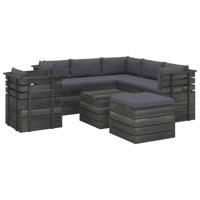 vidaXL 8-delige Loungeset met kussens pallet massief grenenhout