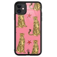 iPhone 11 glazen hardcase - The pink leopard