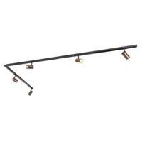 QAZQA - Modern Modern 1-fase railsysteem met 5 spots donkerbrons - Jeana | Slaapkamer | Keuken - Staal Langwerpig - GU10 Geschikt voor LED - Max. 5 x 10 Watt