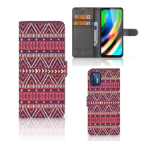 Motorola Moto G9 Plus Telefoon Hoesje Aztec Paars