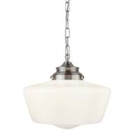 Searchlight Hanglamp School House Ø 30cm mat zilver met wit 8071-1SS - thumbnail